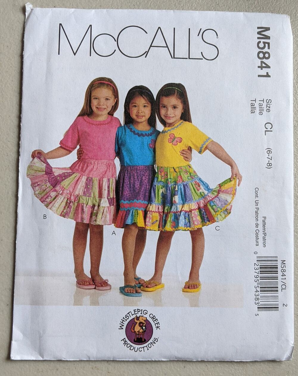 UNCUT McCall's Pattern 5841 Girls' Size 6-8